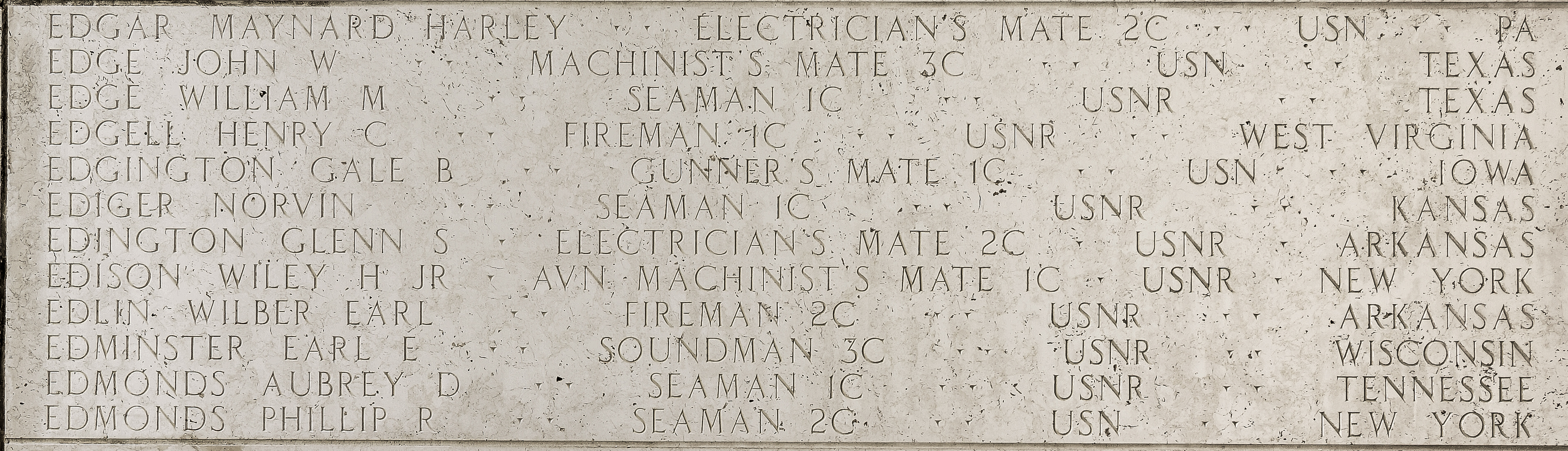 Earl E. Edminster, Soundman Third Class